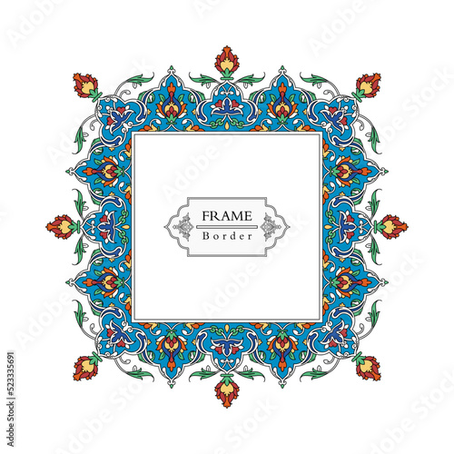 Frame mandala persian arabic turkish islamic hindi indian tibetan traditional colorful vector pattern texture vintage ornate retro elegant ornamental borders frames floral ornaments tazhib 12-v2-t1