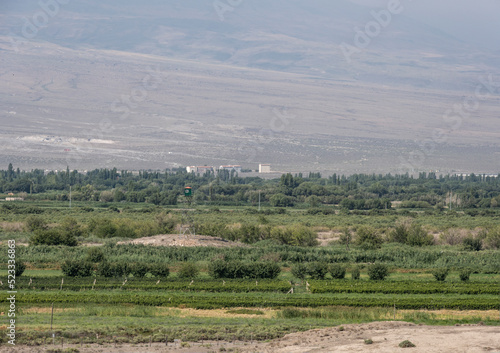 border plain in front of Mount Ararat in Armenia