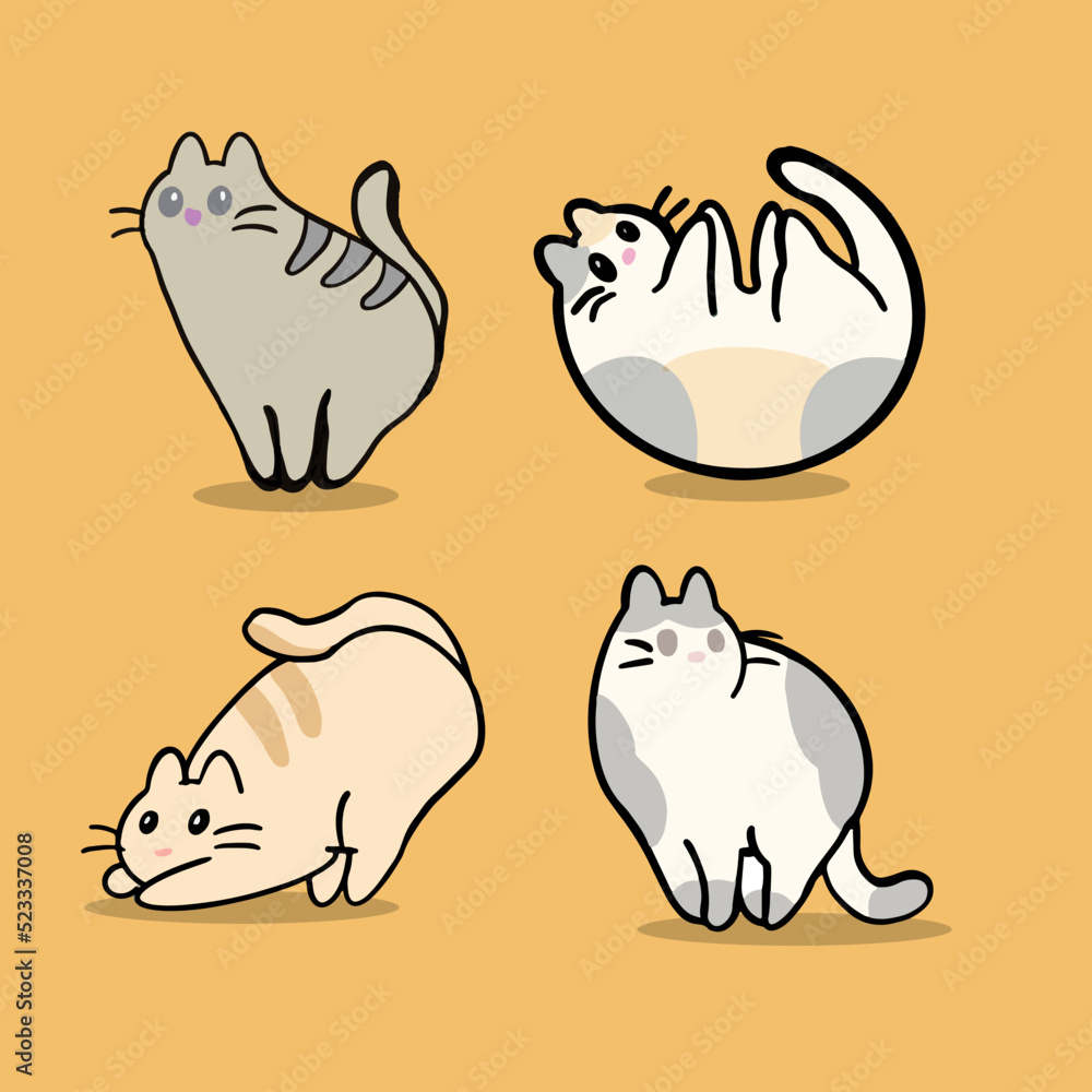 Playful cute cats flat item set cartoon fluffy kitties, kittens and tabbies sitting, playing, lying and sleeping isolated vector illustration collection pets and animals concept
Playful cute cats flat item set cartoon fluffy kitties, kittens and tabbies sitting, playing, lying and sleeping isolated vector illustration collection pets and animals concept