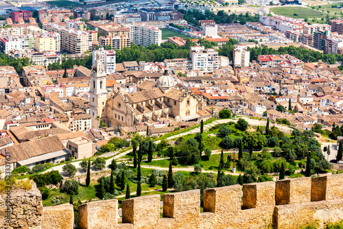 View of the Town of Xativa and The Collegiate Basilica of Santa Maria an hour outside of Valencia in Spain photo