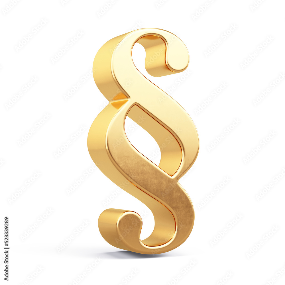 Gold paragraph sign symbol isolated on white Gold paragraph sign symbol isolated on white