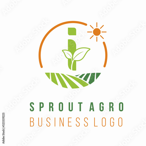 Initial i letter with farm land field for agrobusiness environment ecology business consultant logo idea