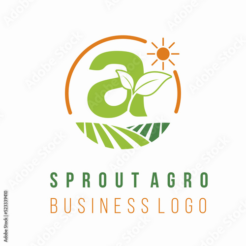 Initial a letter with farm land field for agrobusiness environment ecology business consultant logo idea