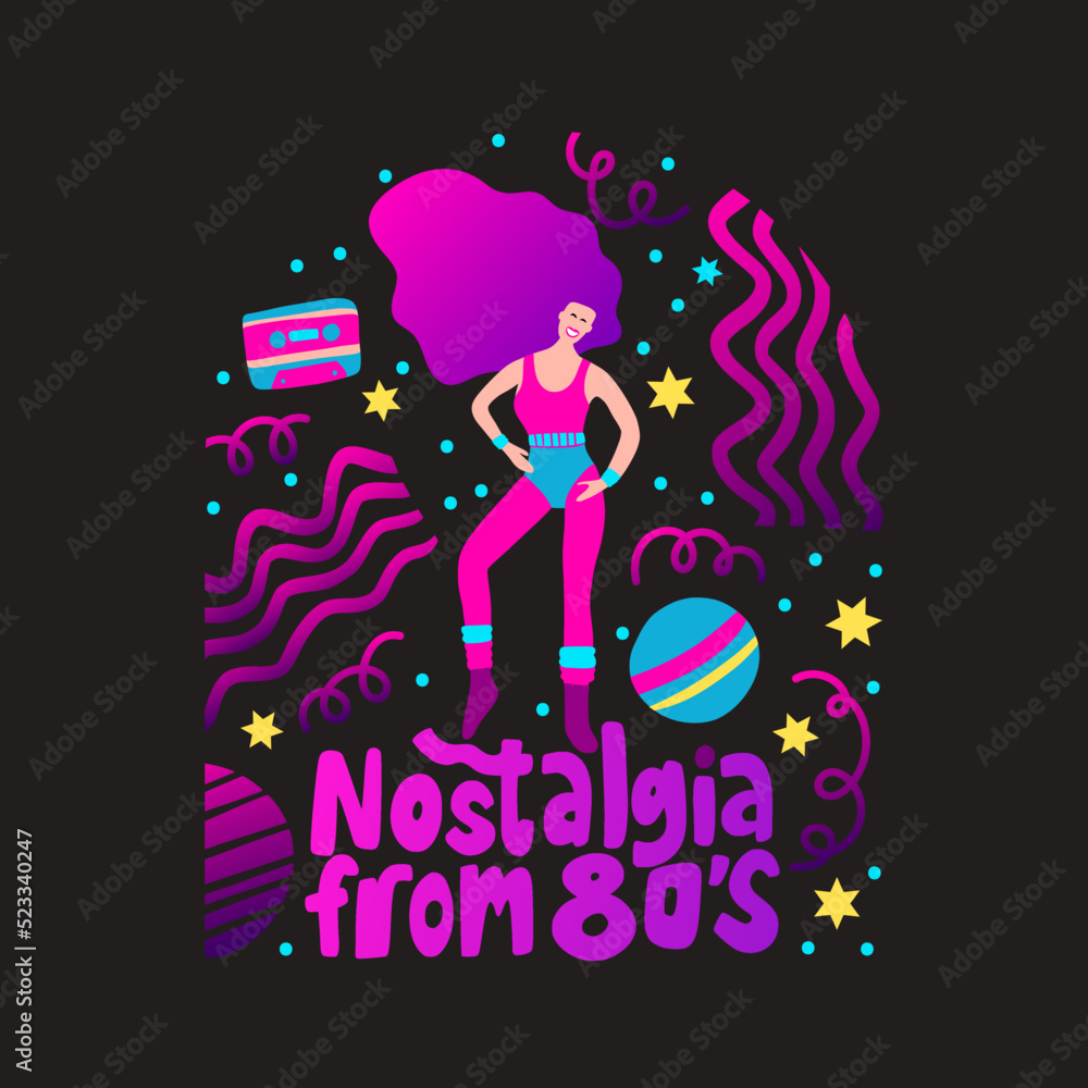 Disco Party 70s 80s Woman Dance Retro Night Party Poster Aerobic disco-party-70s-80s-woman-dance-retro-night-party-poster-aerobic
