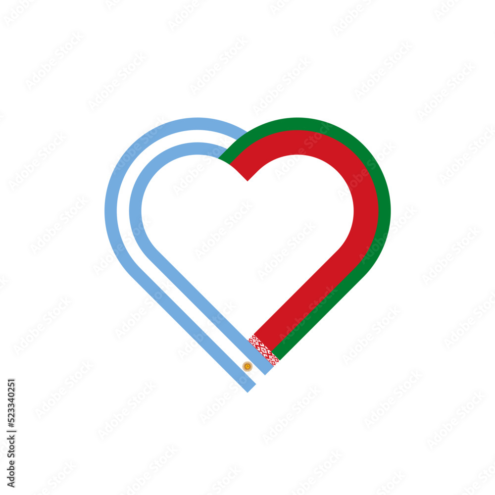 unity concept. heart ribbon icon of argentina and belarus flags. vector illustration isolated on white background unity concept. heart ribbon icon of argentina and belarus flags. vector illustration isolated on white background