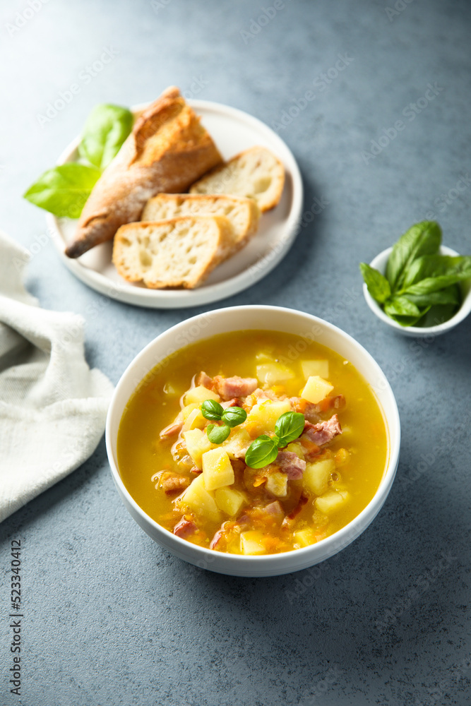 Traditional homemade potato soup with bacon Traditional homemade potato soup with bacon