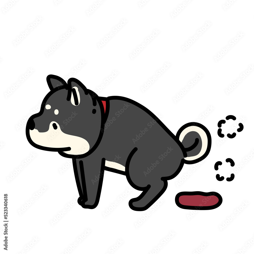 ウンチをする柴犬のシンプルでかわいいイラスト ウンチをする柴犬のシンプルでかわいいイラスト