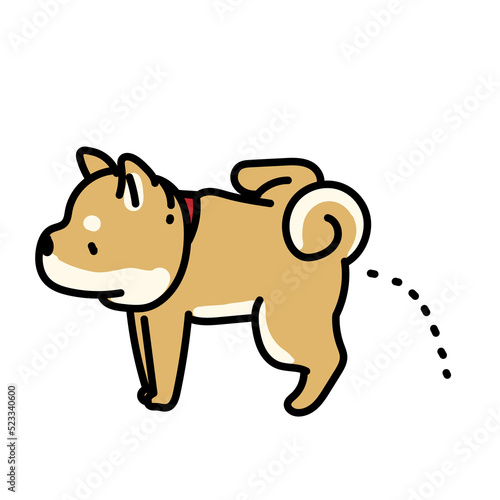 おしっこをする柴犬のシンプルでかわいいイラスト