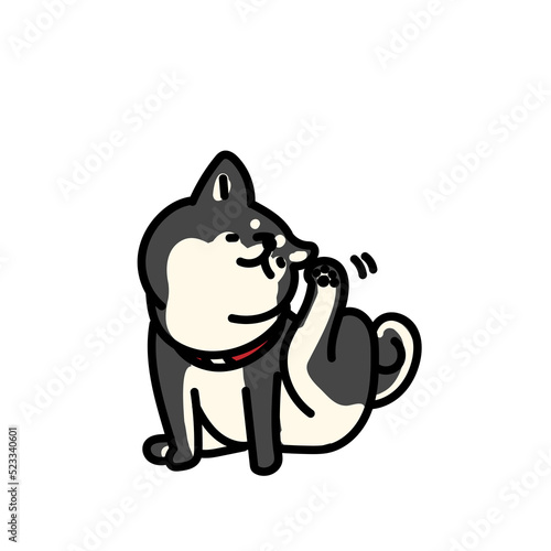 耳が痒い柴犬のシンプルでかわいいイラスト