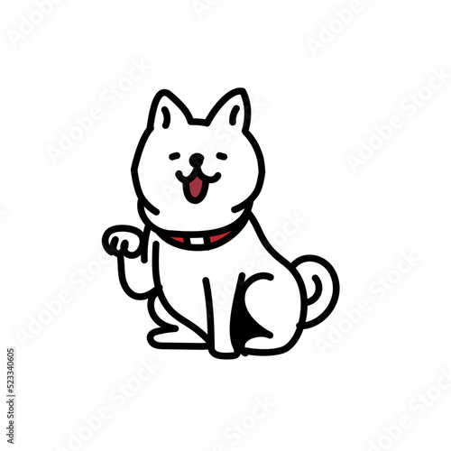 前足を上げるシンプルでかわいい柴犬のイラスト