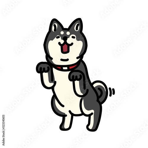 シンプルでかわいい喜ぶ柴犬のイラスト