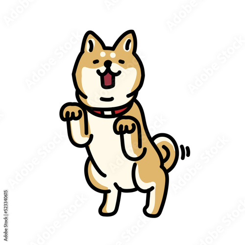 シンプルでかわいい喜ぶ柴犬のイラスト