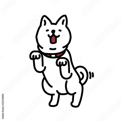 シンプルでかわいい喜ぶ柴犬のイラスト