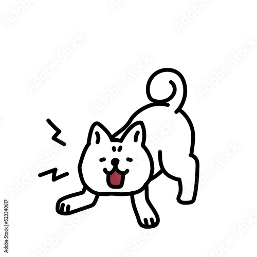 シンプルでかわいい吠える柴犬のイラスト