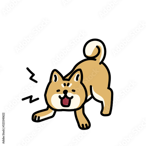 シンプルでかわいい吠える柴犬のイラスト
