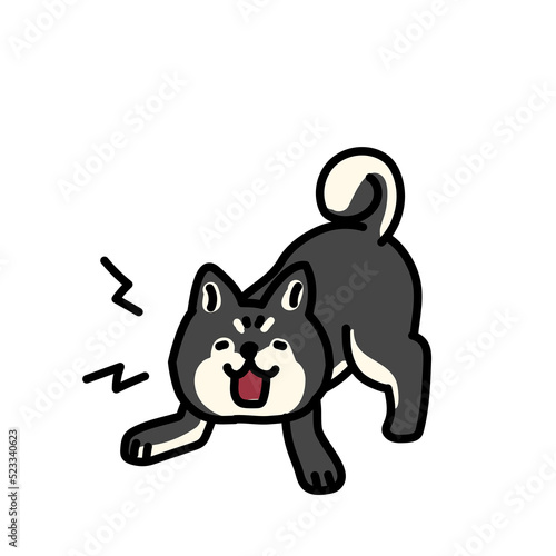 シンプルでかわいい吠える柴犬のイラスト