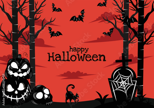 art, autumn, background, banner, bat, black, card, cartoon, celebration, cemetery, creepy, dark, design, fall, ghost, graveyard, halloween, happy, holiday, horror, house, illustration, invitation, moo