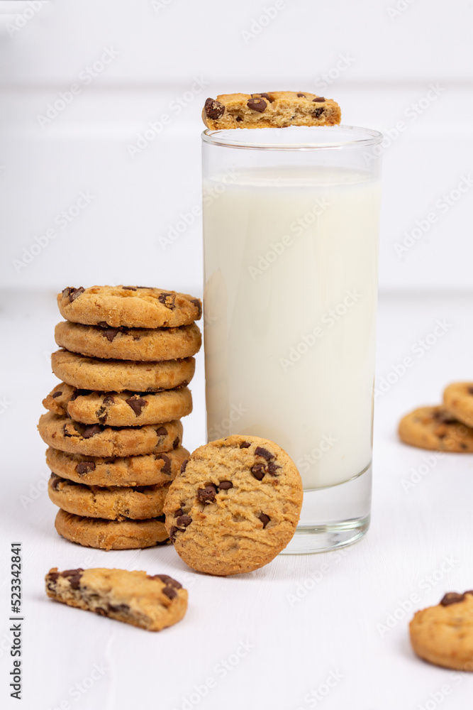 Chocolate chip cookies on a white background vertical Chocolate chip cookies on a white background vertical
