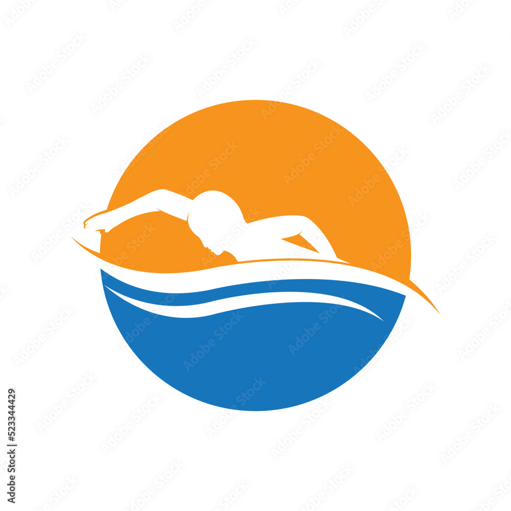 Swimming logo designs vector, Creative Swimmer logo Vector