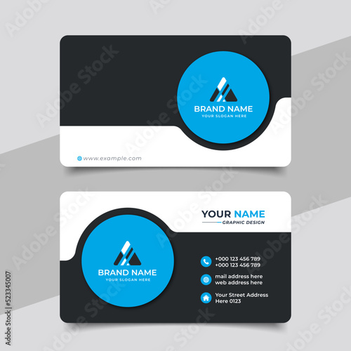 Blue modern creative business card and name card horizontal simple clean template vector design