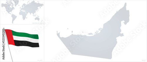 United Arab Emirates map and flag. vector 