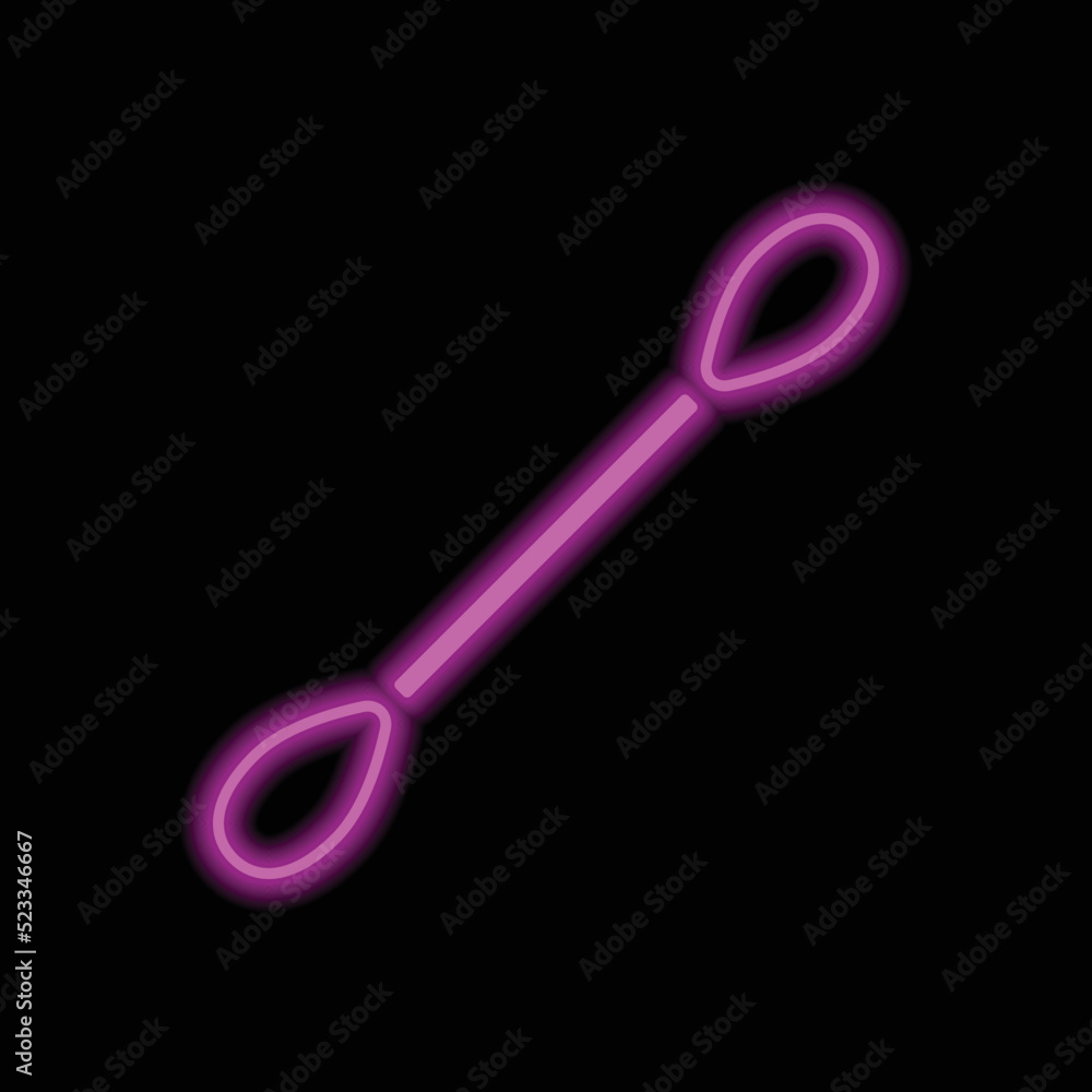 Cotton swab simple icon vector. Flat design. Purple neon on black background.ai Cotton swab simple icon vector. Flat design. Purple neon on black background.ai