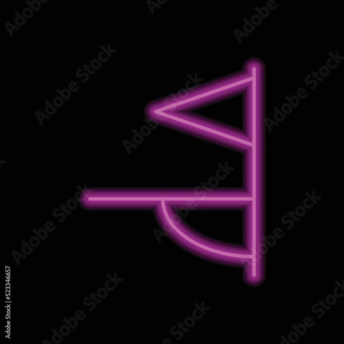 Corner kick flag simple icon vector. Flat design. Purple neon on black background.ai