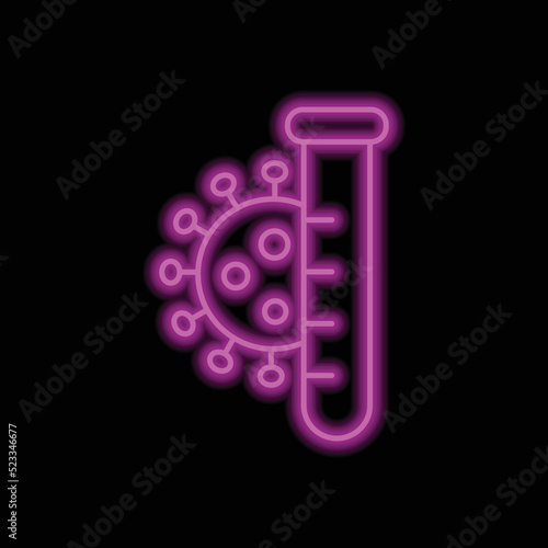 Covid pcr test simple icon vector. Flat design. Purple neon on black background.ai