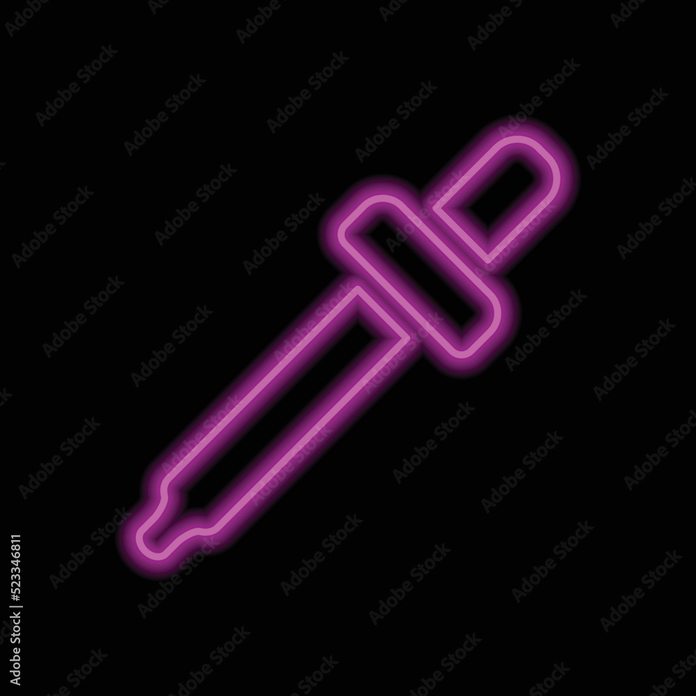 Dropper simple icon vector. Flat design. Purple neon on black background.ai Dropper simple icon vector. Flat design. Purple neon on black background.ai