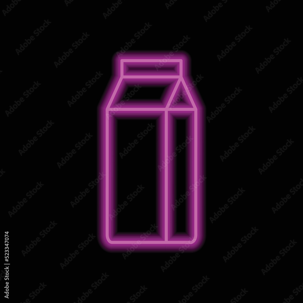 Milk package logo simple icon vector. Flat design. Purple neon on black background.ai Milk package logo simple icon vector. Flat design. Purple neon on black background.ai