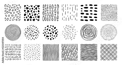 Different types of hatching, patterns vector