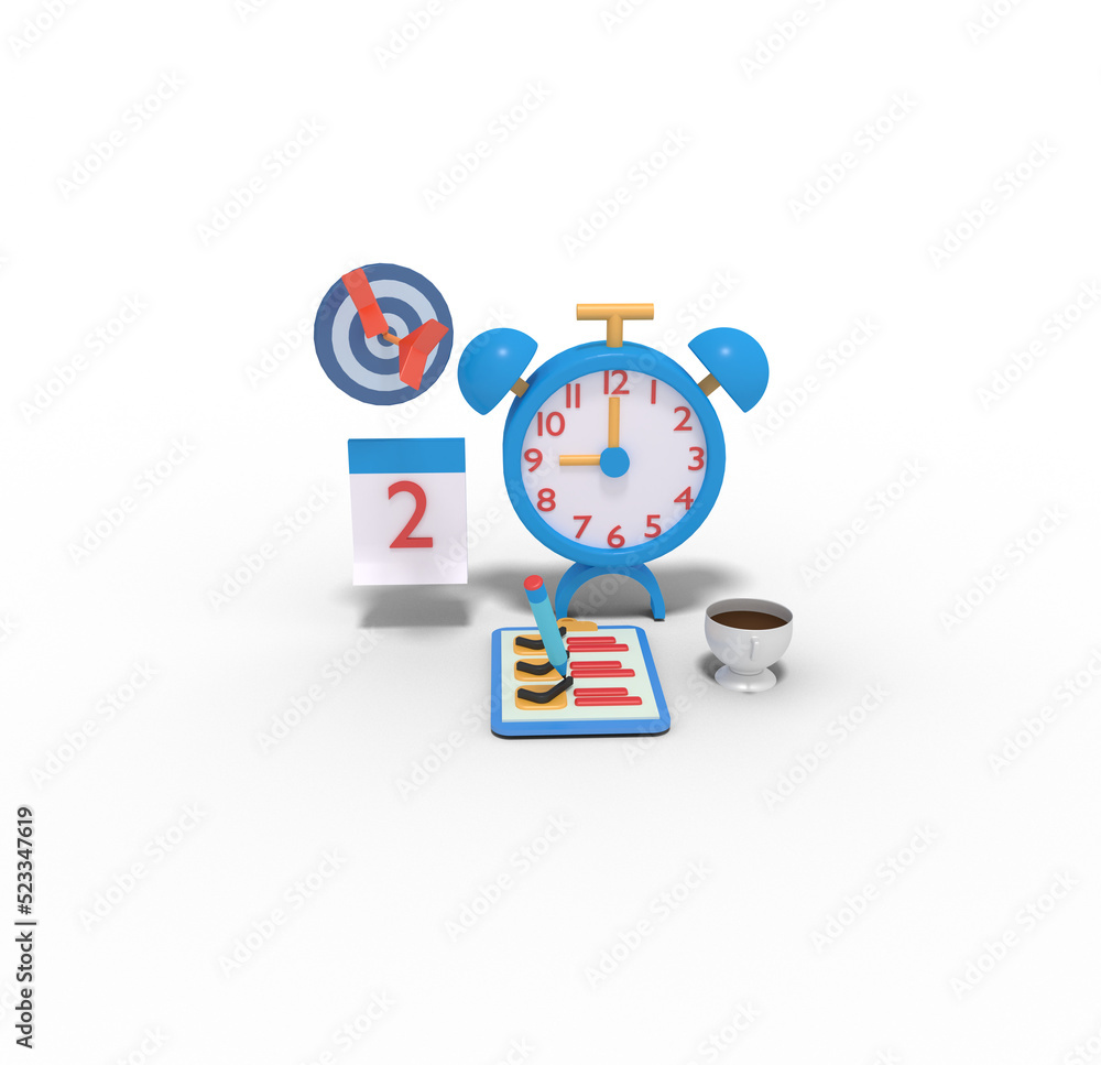 3d illustration of business planning alarm clock 3d illustration of business planning alarm clock