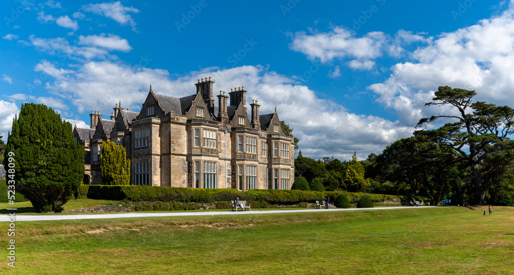 view of the Muckross manor house in Killarney National Park in County Kerry of western Ireland