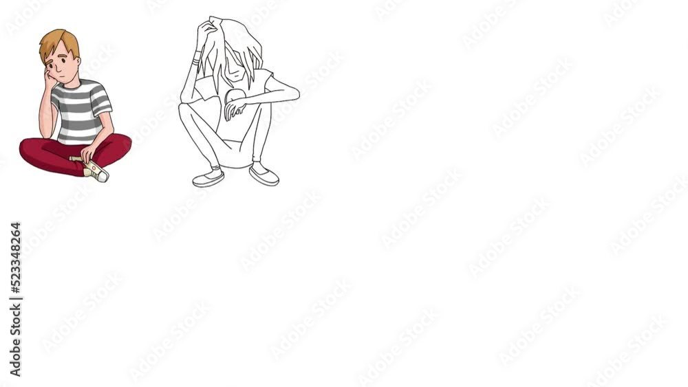 Sad people Sketch and 2d animation, boys, girls Sad people Sketch and 2d animation, boys, girls