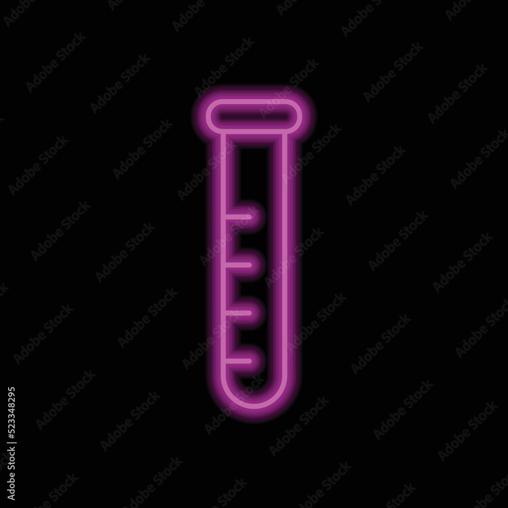 Test tube simple icon vector. Flat design. Purple neon on black background.ai Test tube simple icon vector. Flat design. Purple neon on black background.ai