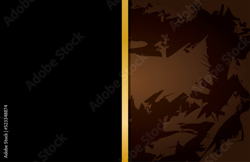 Abstract rough brown space and black space separated by golden line.
