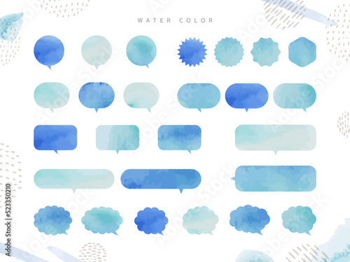 blue 水彩 吹き出し フレーム water color　夏　
