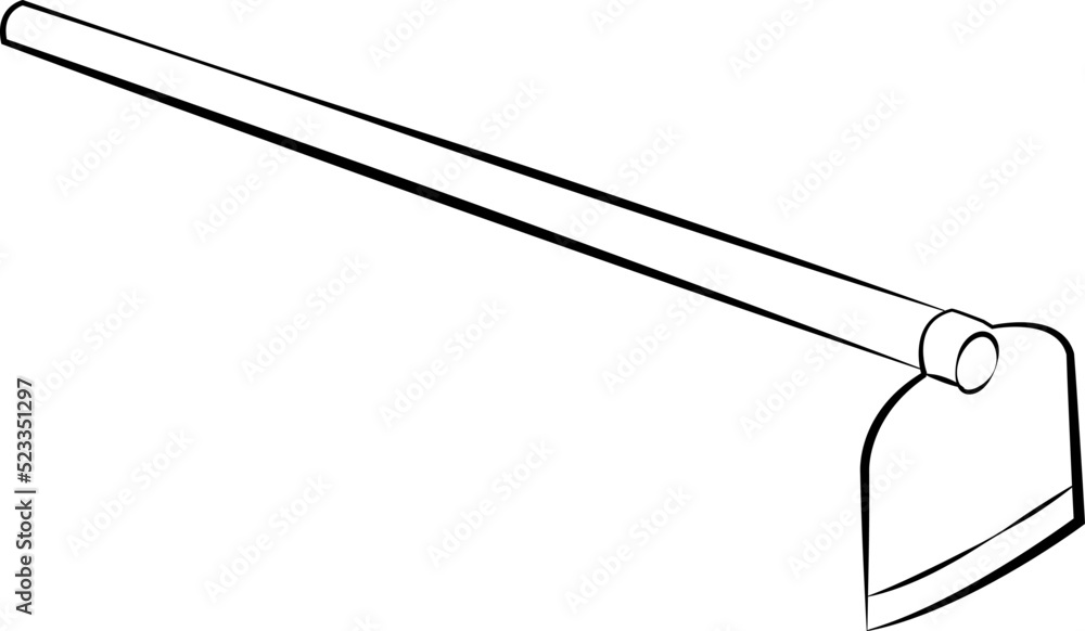hoe doodle style line art sketch isolated in white background, farming tool hoe doodle style line art sketch isolated in white background, farming tool