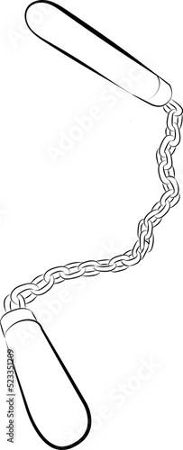 black nunchaku isolated over white diidle style vector illustration