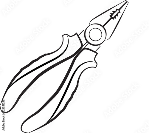 Plier doodle icon in vector sketch art illustrator