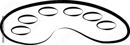 Sketch of art brush for drawing, isolated in white background simple flat vector illustration in doodle style