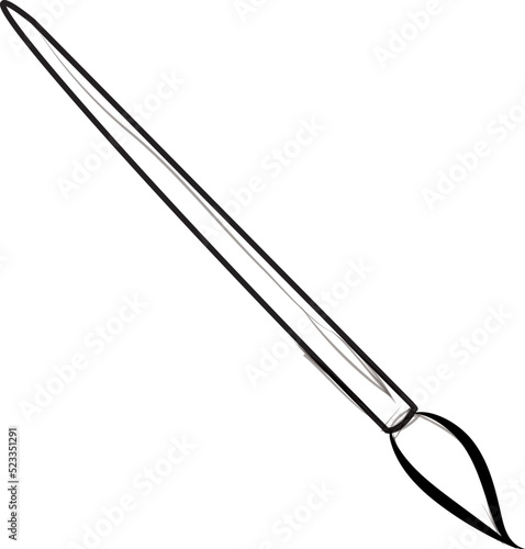 Sketch of art brush  for drawing, isolated in white background  simple flat vector illustration in doodle style