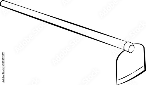 hoe doodle style line art sketch isolated in white background, farming tool