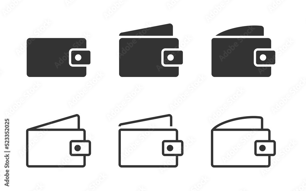 Wallet Icons set. Flat vector illustration. Wallet Icons set. Flat vector illustration.