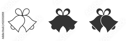 Christmas bell icon. Bells with ribbon bow. Simple design. Vector illustration.