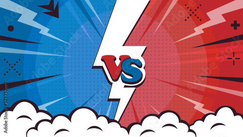 Cartoon comic background. Fight versus. Logo of versus. Letters VS on background in comics style. Retro Pop Art style. Vector illustration.