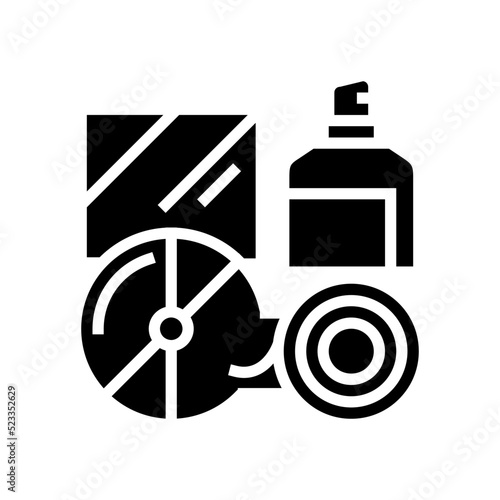 disk and bottle plastic waste glyph icon vector. disk and bottle plastic waste sign. isolated symbol illustration