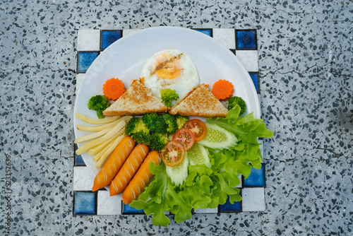 Breakfast morningeating toast fried egg