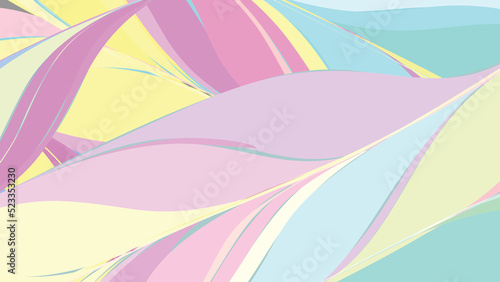 Abstract curvy leaves with soft color tones.