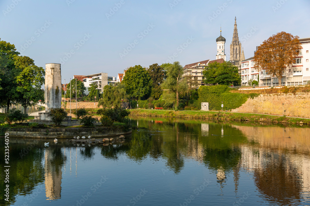 City landscape of Ulm with famous Cathedral in the background
